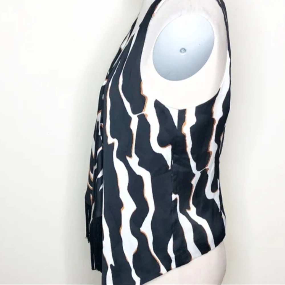 Cache animal print vest, waterfall front vest, fringed vest, leopard vest. sz.L - Picture 3 of 8